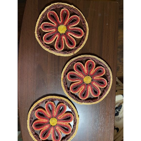 Dining | Three Large Rafia Rattan Trivets All The Same Round 7 Across ...